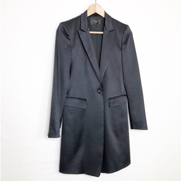 Time Post Modern Black satin one button closure blazer - Picture 9 of 10